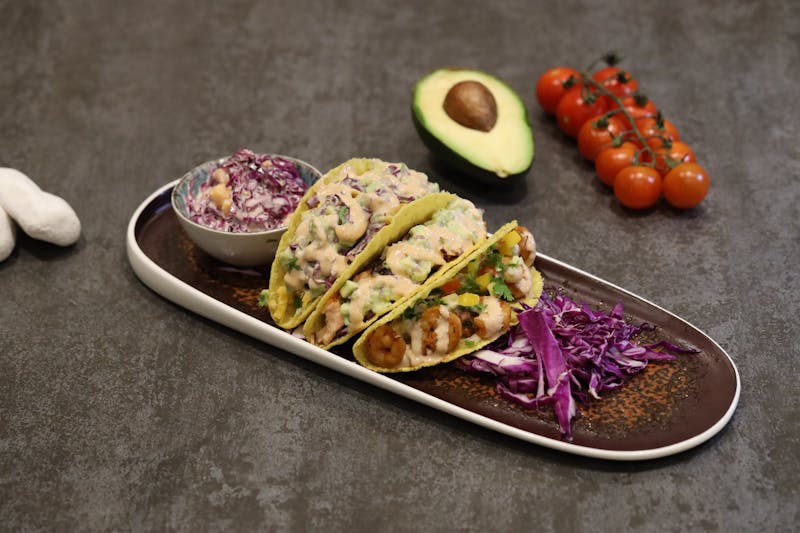 Crispy fish tacos with slaw